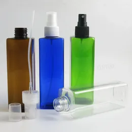 Botellas de almacenamiento 24 x 240ml Amber azul verde naranja transparente vacío Pet Square Mist Spray Perfume Recipiente de atomizador Comético