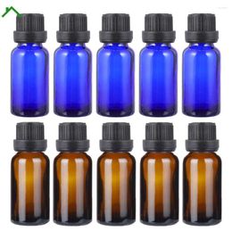 Botellas de almacenamiento 24pc 15ml 0.5oz vidrio de aceite esencial de ámbar grueso con tapa negra gotero recargable para botella de pipeta de masaje