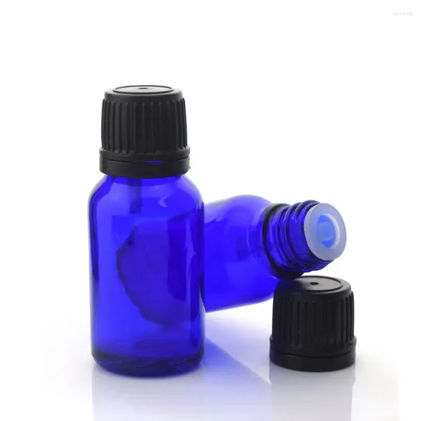 Bouteilles de rangement 24pcs 15 ml d'huile essentielle en verre bleu cobalt avec réducteur d'orifice Euro Tamper Cap