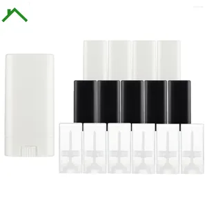 Opslagflessen 24 stks 15 ml platte ovaal wit zwart transparante lege lipbuizen plastic vaste parfum deodorant stick containers