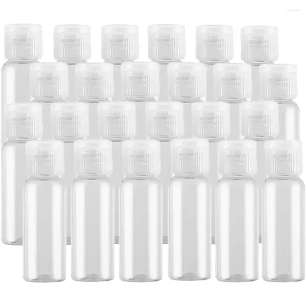 Botellas de almacenamiento 24 Uds 5/8/10ML Mini plástico transparente vacío con tapa abatible pequeños contenedores de viaje para loción de muestra cosmética