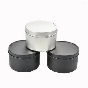 Bouteilles de stockage 24 pièces 8oz Pots de bougie argent accessoire étain métal vide cosmétique rechargeable fleur pots de thé 80x52mm conteneurs alimentaires