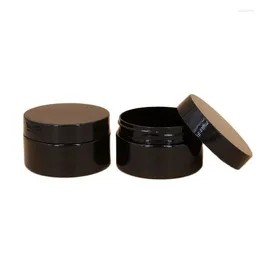 Bouteilles de rangement 24pcs contenants crème noirs Pet en plastique Poulette cosmétique Coud 100 ml 150 ml Pottes de cire de cheveux vides
