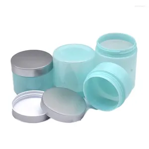 Bouteilles de stockage 24 pièces pots de crème en plastique bleu clair couvercle argenté récipient cosmétique vide bouteille à bouche large masque capillaire Pot 100G 120G 150G 200G