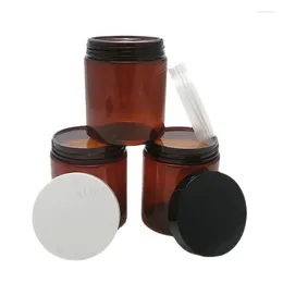 Bouteilles de stockage 24 pièces/lot 250g, pots vides rechargeables en PET ambre, couvercles à vis métalliques, bouteille cosmétique pour crème 250cc