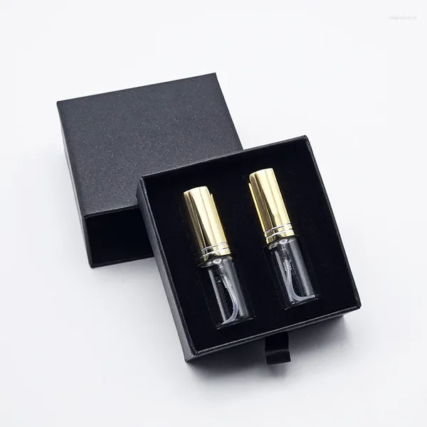 Bouteilles de rangement 24pcs / lot Perfume Boîte-cadeau Boîte-cadeau Paper Dather Boîtes pour parfums 5 ml Échelle d'échantillon de bouteille vide