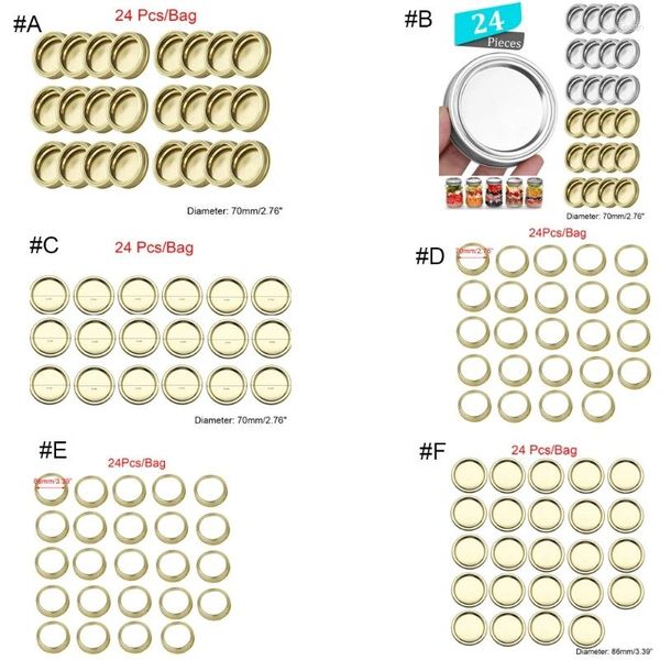 Bouteilles de stockage 24pcs bandes de fer blanc de remplacement anneaux couvercles de conserve pour pot à large bouche 70mm 86mm