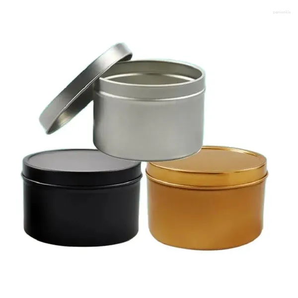 Bouteilles de stockage 24pcs Conteneur en métal d'étain 8oz Pots de thé de fleurs de bonbons Pots de crème cosmétique vides Argent Or Noir Blanc Accessoire Bougie Boîtes