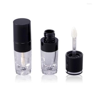 Bouteilles de stockage 25/30 / 50pcs 4ml Big Wand Clear Lip Gloss Tube Transparent Cosmetic Plastic Lipgloss Container Round Glaze Black Lid