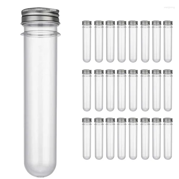 Bouteilles de rangement 25 pcs 45 ml de tubes à essai en plastique Conteaux de couvercle à vis à capuchon en métal pour bonbons de fête de mariage