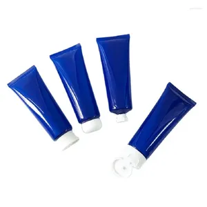 Bouteilles de rangement 25 pcs / lot vide 120 ml de nettoyant pour le visage tube doux translucide bleu conteneur de contenant de contenant du contenant
