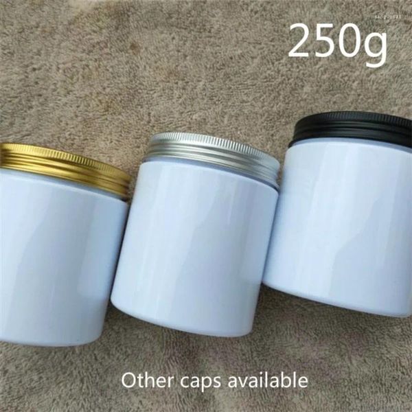 Botellas de almacenamiento 250 g de plástico White Jar Cosméticos Vacentes Mask Recipe Té Recipe de té Botella de embalaje recargable 20 piezas