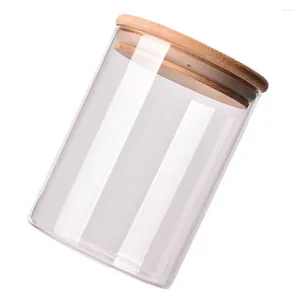 Opslagflessen 250 ml Clear Glass Jar verzegelde buscontainer voor losse thee -koffieboon suiker zout (65 10 cm met bamboe gunsten