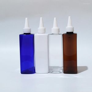 Opslagflessen 250 ml lege cosmetische pakket huisdier containers vierkant puntige mondschroef deksel 250cc reis plastic fles make -upcontainer