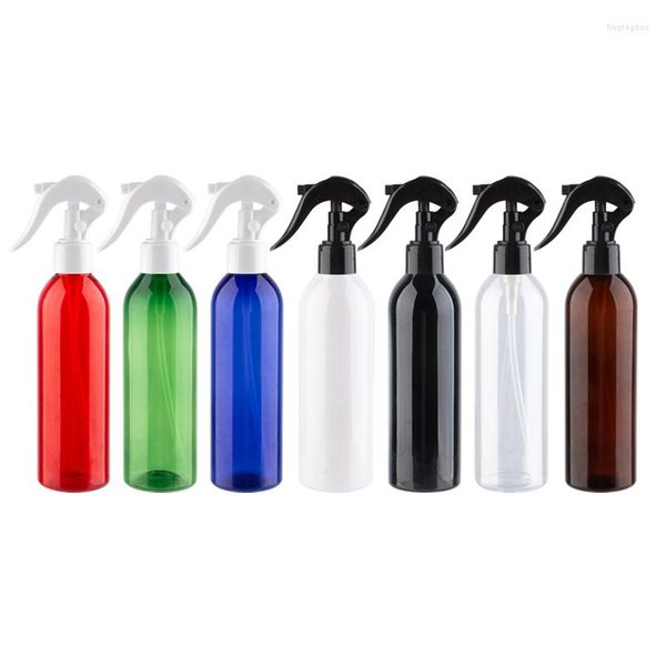 Botellas de almacenamiento, bomba pulverizadora de niebla vacía de 250ml, botella de plástico con gatillo, color blanco, azul, verde, PET, cosmético multiusos para el hogar