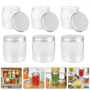 Bouteilles de rangement 250 ml mini transparent argent en aluminium en aluminium maçon pott de pots en plastique