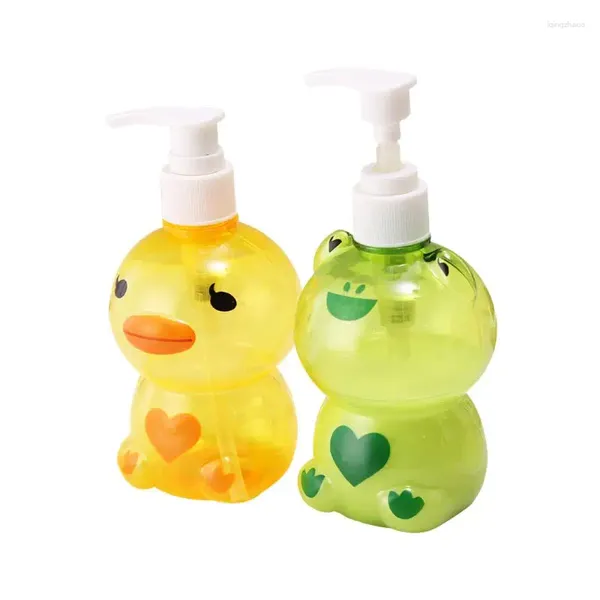 Botellas de almacenamiento 250 ml Dispensador de jabón portátil Niño Lindo Animal Rana / Pato Forma Prensa Tipo Split Bomba vacía Botella Champú Ducha Contenedor