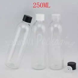 Bouteilles de rangement 250 ml bouteille en plastique d'épaule rond transparente 250 cm3 lotion / toner sous-coffre-cordant de cosmétique vide (20 pc / lot)