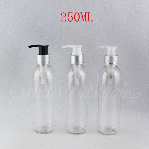 Bouteilles de stockage 250ML bouteille en plastique transparente à épaule ronde 250CC Gel douche/Lotion sous-embouteillage récipient cosmétique vide