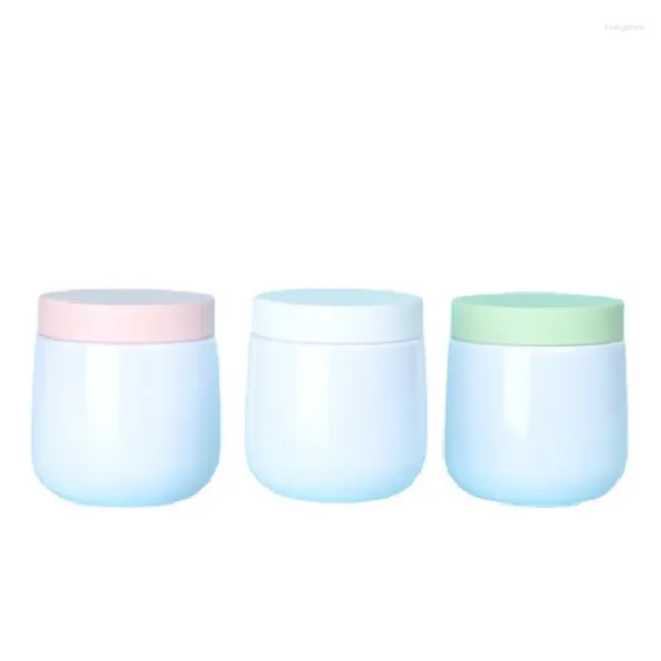 Bouteilles de stockage 250 ml contenants de crème blanche bouteille de luxe à large bouche rose capuchon vert pots de soins du visage pots en plastique cosmétiques avec couvercles