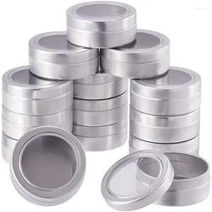 Bouteilles de rangement 25 ml fenêtre claire rond en aluminium en aluminium lèvre vide couver des pots cosmétiques pour les bougies de bougies