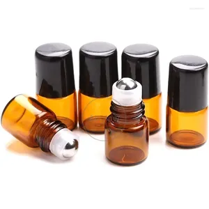 Bouteilles de rangement 25pack 1 ml 2 ml 3 ml Rouleau en verre ambré sur bouteille pour huiles essentielles Parfum Vial mini flacons de flacons rechargeables cosmétiques