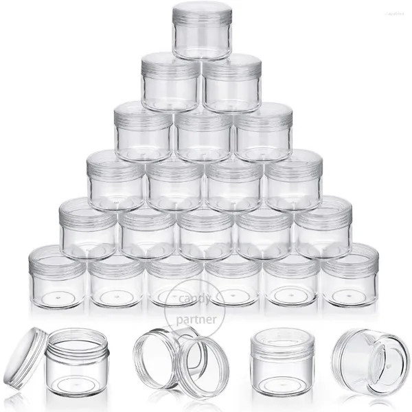 Botellas de almacenamiento 25pcs 5/10/15/20 ml Jares de maceta de plástico transparente vacío con tapas de muestra cosmética redonda protable mini viaje para