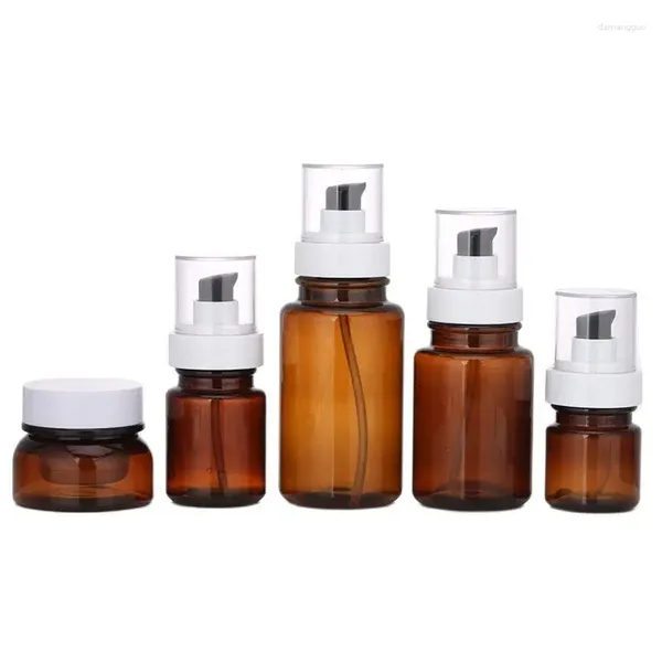 Bouteilles de rangement 25pcs vide 40/60/100/120/180 ml Pumple de lotion bouteille ambre ambre cosmétique craquier de crème pour le visage