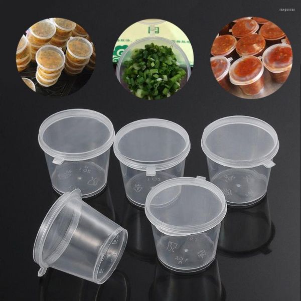 Botellas de almacenamiento, 25 uds., pequeños recipientes de plástico para llevar, recipientes desechables para comida, taza para salsa, caja de pintura de pigmento, paleta