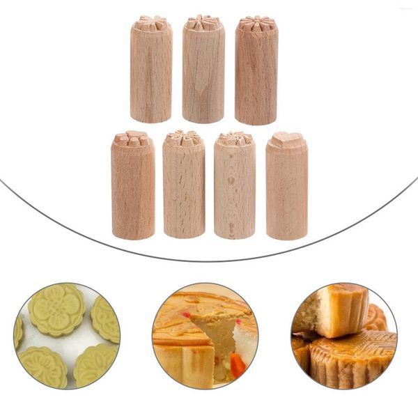 Botellas de almacenamiento, herramientas de sello de madera de 2cm, sellos decorativos de cerámica, accesorios artesanales tallados a mano para pastelería DIY