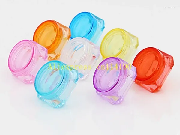 Botellas de almacenamiento 2g 3g 5g Forma de diamante colorido Envases cosméticos vacíos Tapa de tornillo Frasco de muestra Crema para el cuidado de la piel Frascos Latas