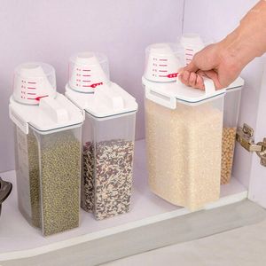 Opslagflessen 2l plastic plastic graan dispenser doos keuken voedsel graan rijstcontainer organizer ontvangeres de plastico