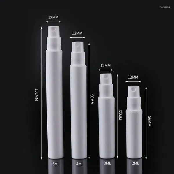 Botellas de almacenamiento 2 ml 3 ml 4 ml 5 ml Vacío Atomizador portátil Spray Perfume Pen Viales Maquillaje Cosmético Plástico PP Recipientes de muestra de viaje