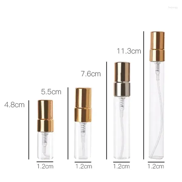 Bouteilles de stockage 2ml 3ml 5ml 10ml Mini flacon vaporisateur de parfum en verre avec tête en or vide atomiseur cosmétique flacons d'échantillon rechargeables