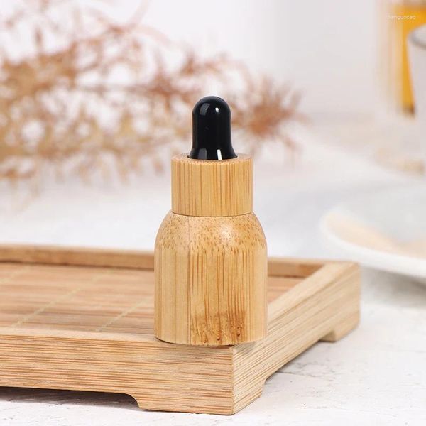 Bouteilles de stockage 2ml vide rechargeable bambou verre compte-gouttes bouteille huile essentielle avec pipettes maquillage cosmétique échantillon conteneur