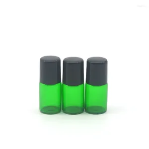 Bouteilles de rangement 2 ml d'huile essentielle bouteille en verre à rouleau vert coloré vide 2cc Refilable Roll-On Perfume Échantillon de schapet 3pcs