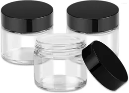 Opslagflessen 2oz glazen potten met deksels 3 pack kleine pot zwarte deksels binnen voeringen 60 ml lege ronde cosmetische containers voor samplecream