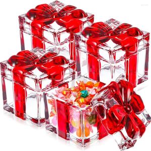 Bouteilles de rangement 2pack Bol à plats de bonbons de Noël avec couvercles carrés de boîte en verre en cristal en pot rétro sucre pour biscuits de bureau de mariage