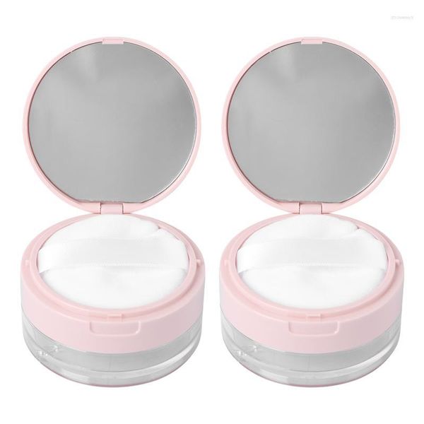 Bouteilles de stockage 2 pièces/1 pc Portable vide poudre boîte avec miroir cosmétique conteneur élastique petite maille étui de maquillage bouffée