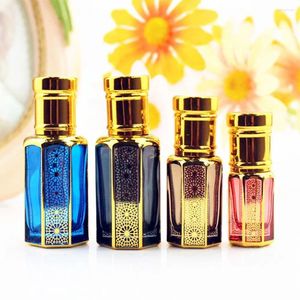 Bouteilles de rangement 2pcs 3/6 / 12ml Mini Glass Cosmetics Bouteille Voyage Colorful Essential Container Luxury Perfume à rouleaux rechargeables vides