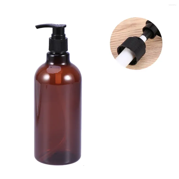 Bouteilles de stockage 2 pièces 500ml pompe à vis huile essentielle liquide maquillage atomiseur distributeur rechargeable (bouteille marron et couleur aléatoire