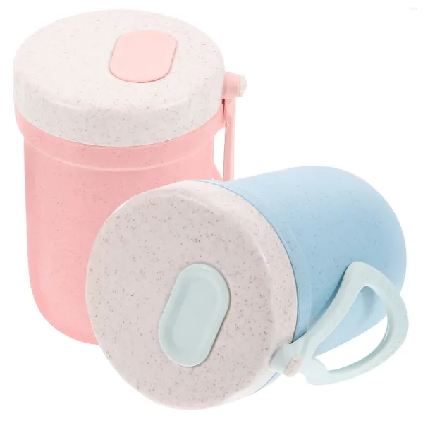 Bouteilles de rangement 2pcs tasses de petit-déjeuner tasse de yogourt avec couvercle et cuillère de farine d'avoine