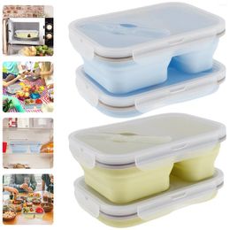 Bouteilles de stockage 2 pièces conteneurs alimentaires pliables 1100ml grands bols pliants en silicone avec couvercles préparation de repas réutilisable