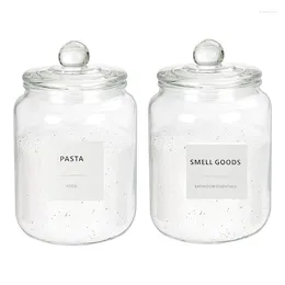 Bouteilles de stockage 2pcs Cookie Jar Kit de bocaux en verre d'un demi-gallon avec couvercles hermétiques pour lessive, biscuits, farine (67 oz) 24 étiquettes