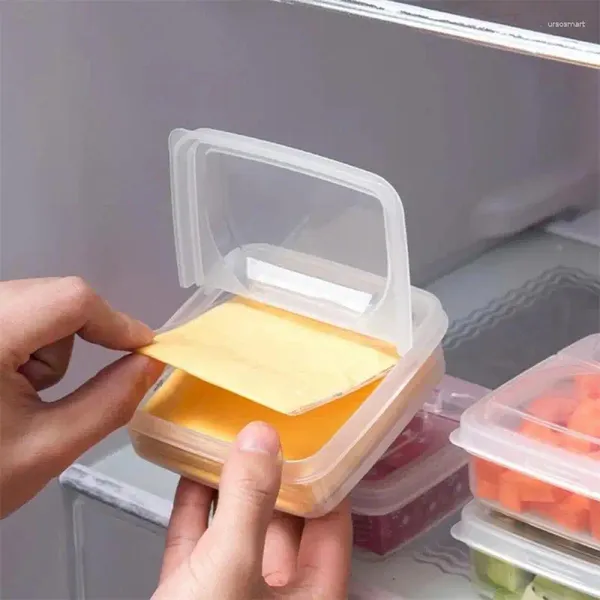 Bouteilles de rangement 2pcs Flip-top Butter Bloc fromage tranche Boîte de réfrigérateur portable Fruit Vegetres Organisateur de maintien