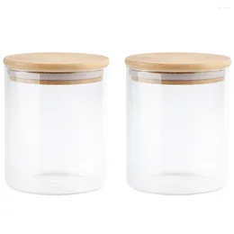 Bouteilles de stockage 2pcs bocaux en verre thé parfumé scellé avec couvercle en bambou (250 ml)