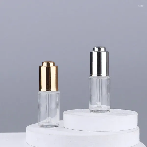 Bouteilles de rangement 2pcs / lot 15 ml Perfume vide Échantillon d'huile essentielle flacons en verre goutte à goutte avec pipette Drop Cosmetic Fial Press Pompe