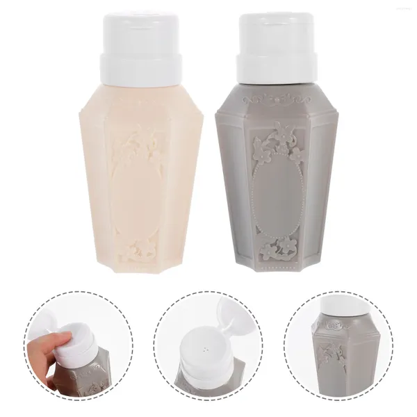 Bouteilles de rangement 2pcs appuyez sur le distributeur vide d'alcool pour le dissolvant du vernis à ongles