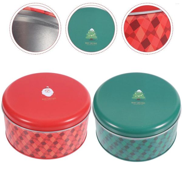 Bouteilles de rangement 2pcs Tinplate Candy Jar Christmas Trame Cookie Container Party Favor Biscuit en étain