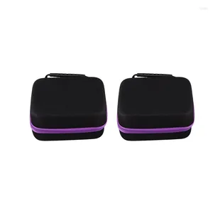 Bouteilles de stockage 2x 6 couleurs, étui d'huile essentielle 30 10ml, boîte de parfum, sac Portable de voyage violet